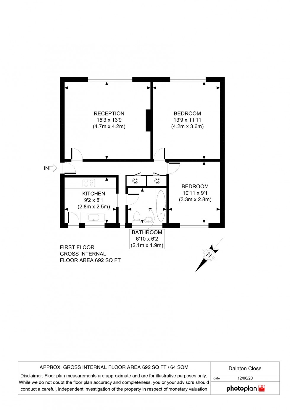 Floorplan for Dainton Close, Bromley