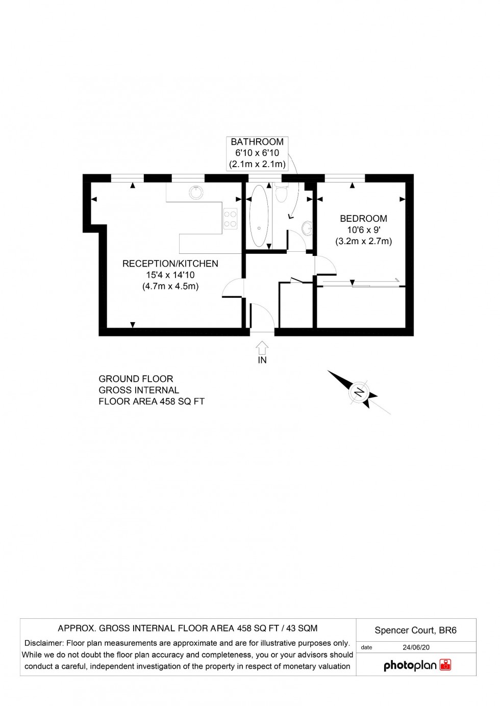 Floorplan for Flat , Spencer Court, Hartington Close, Farnborough, Orpington