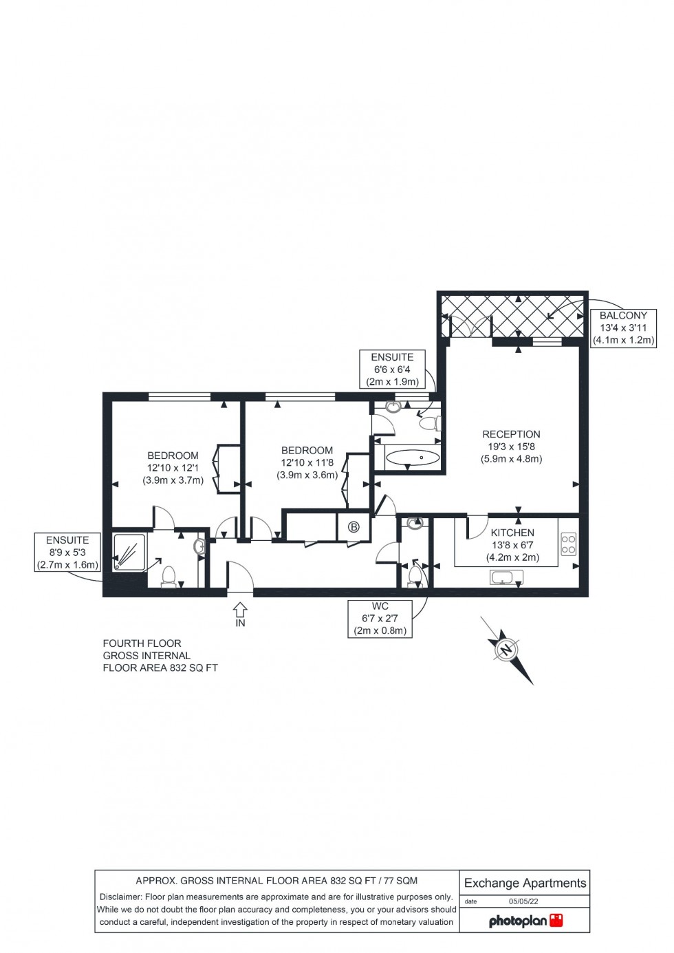 Floorplan for Exchange Apartments,  Sparkes Close, Bromley